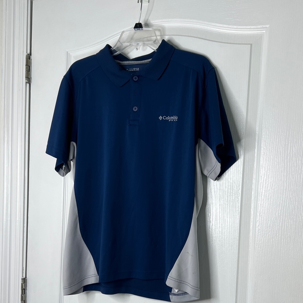 Columbia Men’s Navy and Light Gray Short-Sleeve Performance Polo